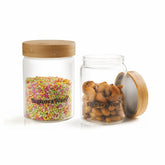 Glaze Round Glass Jar with Bamboo Lid 500ml (Set of 2)