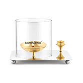 Aarti Diya Medium with Borosilicate Glass Cover
