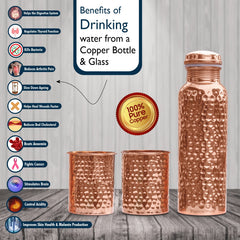 Hammered Bottle with 2 Glasses (Copper)