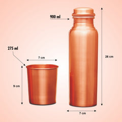 Copper Bottle Matte with 2 Glasses