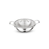 Artista Triply Shallow Kadhai with Glass Lid 22cm