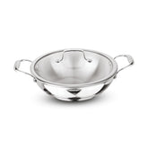 Artista Triply Shallow Kadhai with Glass Lid 28cm