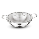 Artista Triply Shallow Kadhai with Glass Lid 30cm