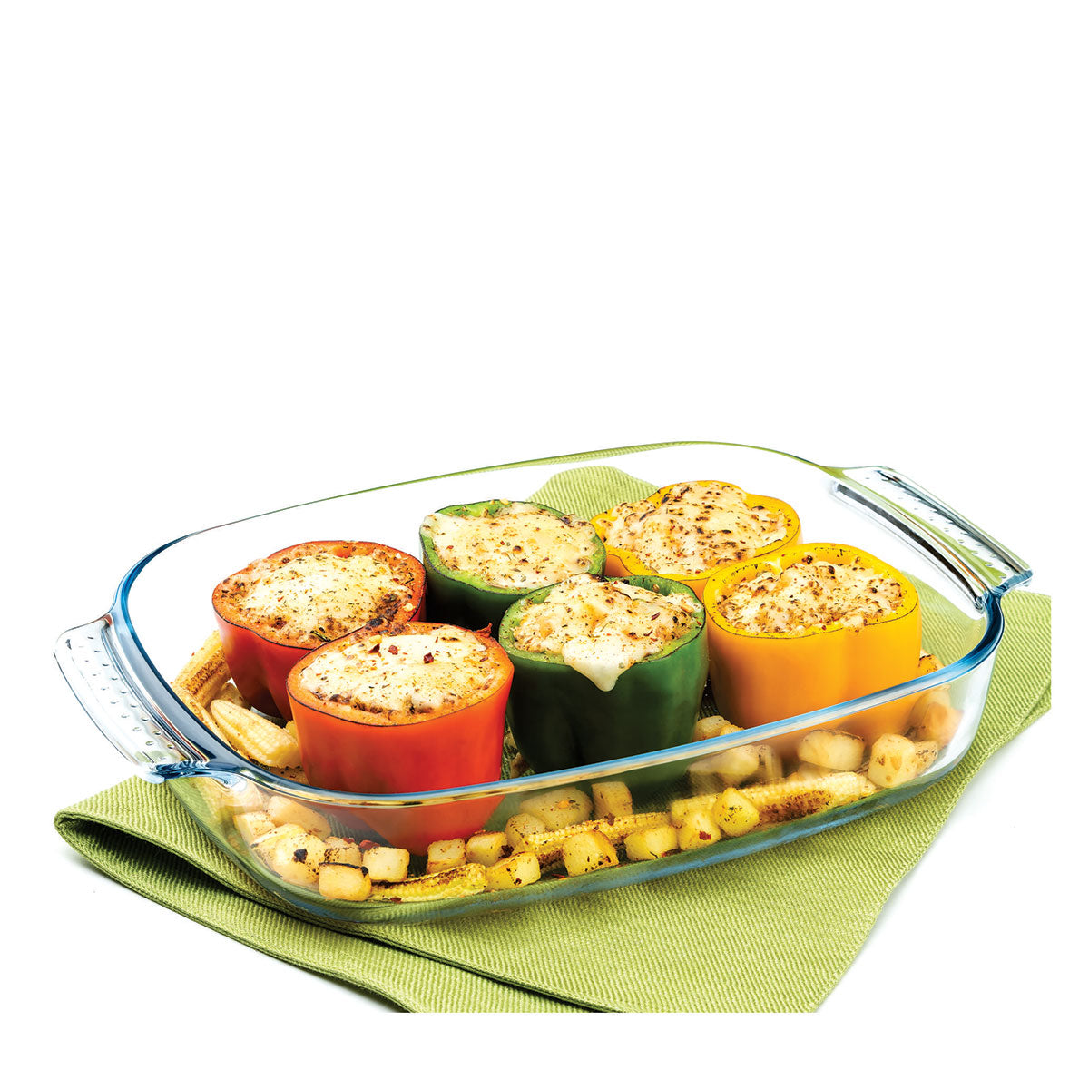 Deep Dish Rectangle with Handle  3800 ml. | Borosilicate Glass |