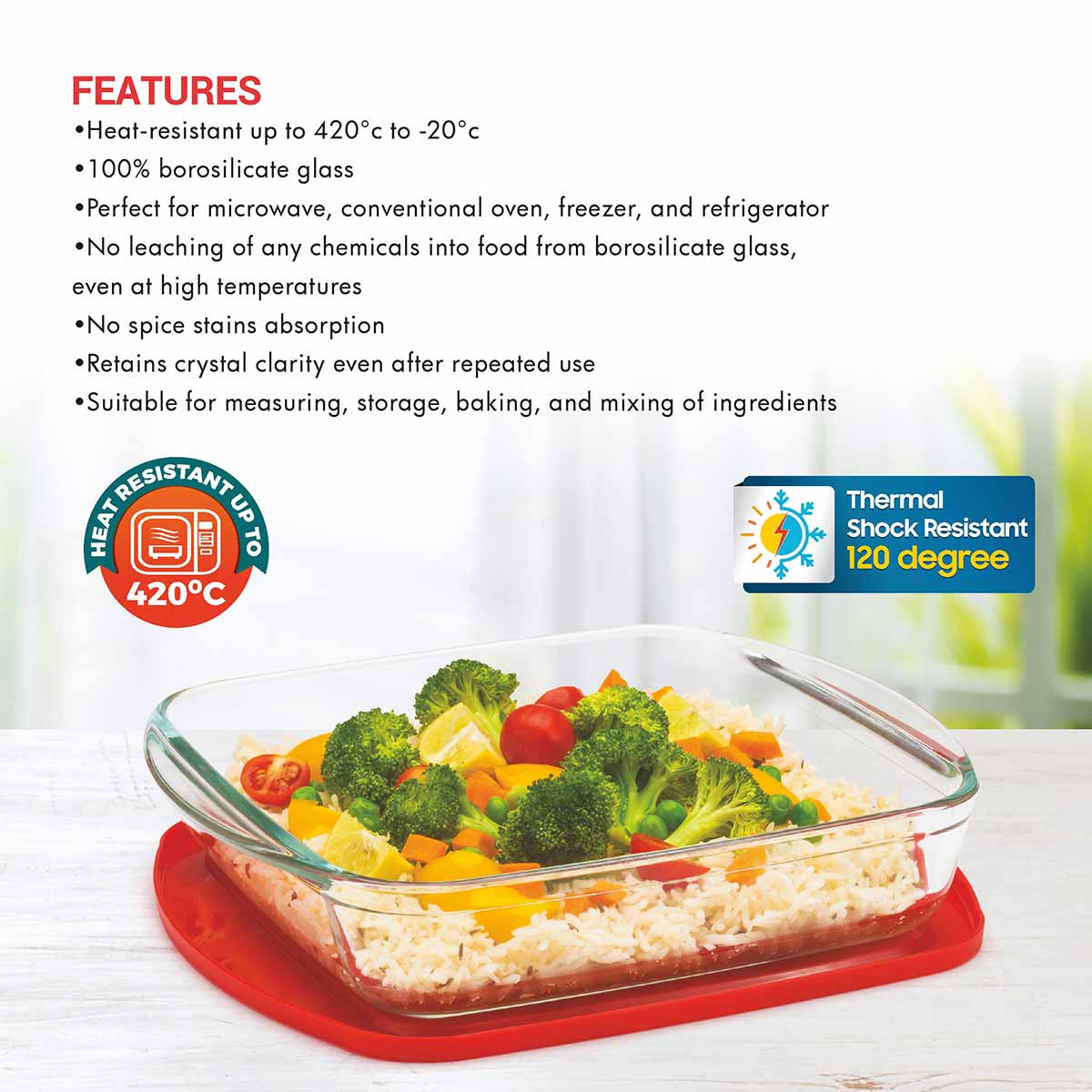 Bake 'N' Serve Square Dish 1600 ml with Lid