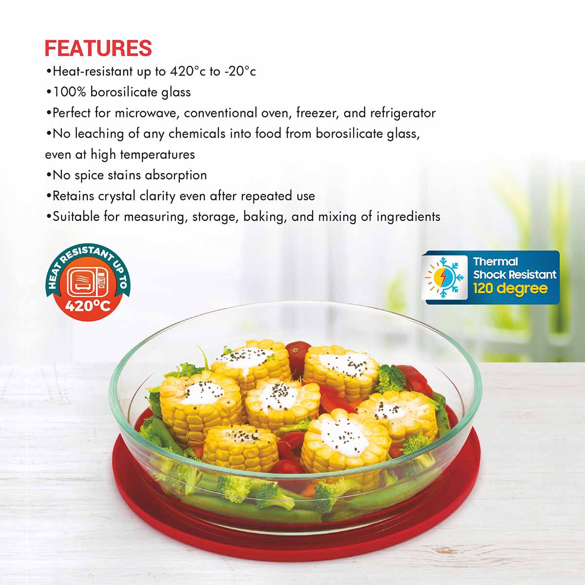 Bake 'N' Serve Round Dish 1400ml with Lid