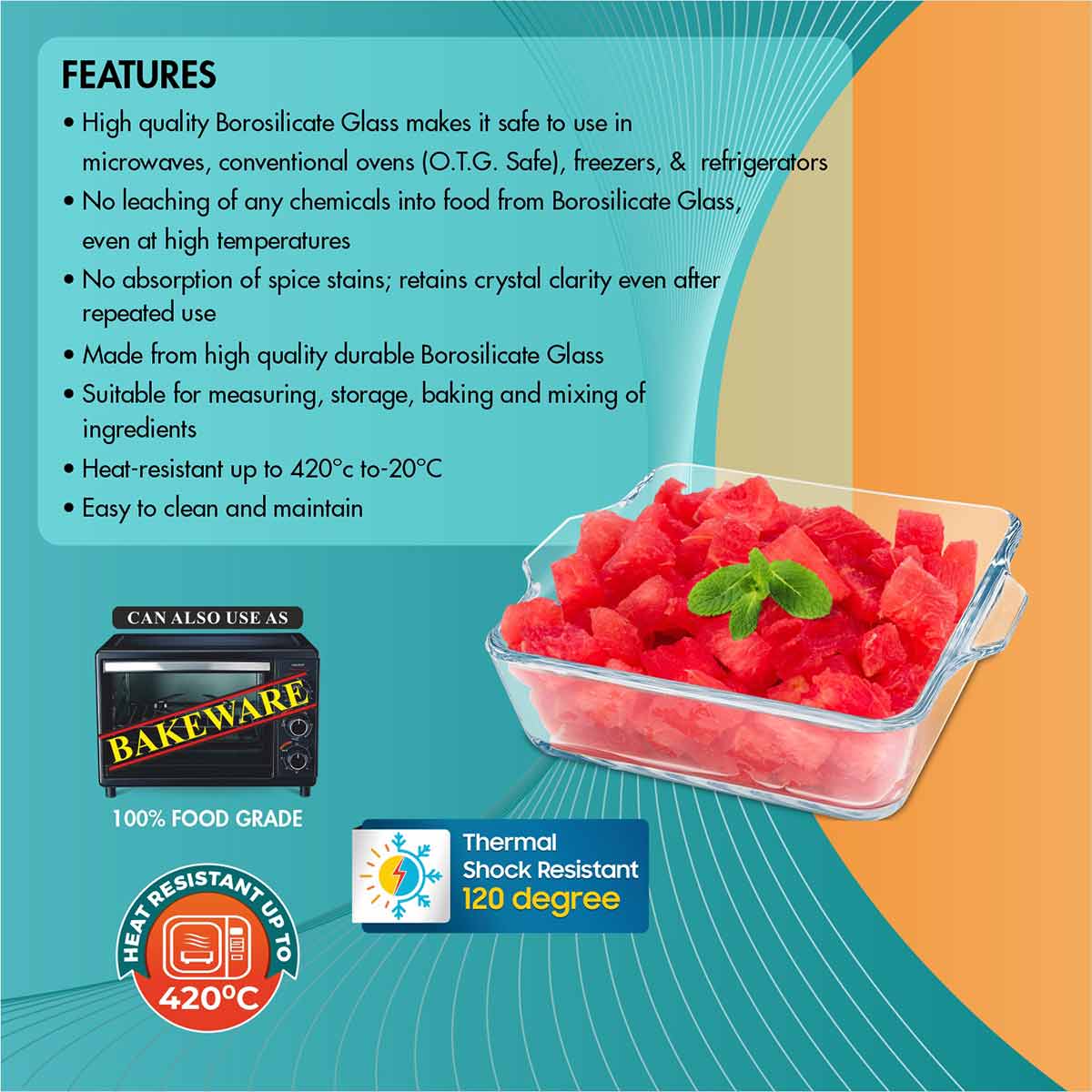 Bake 'N' Serve Zig Zag Square Dish 500 ml | Bakeware