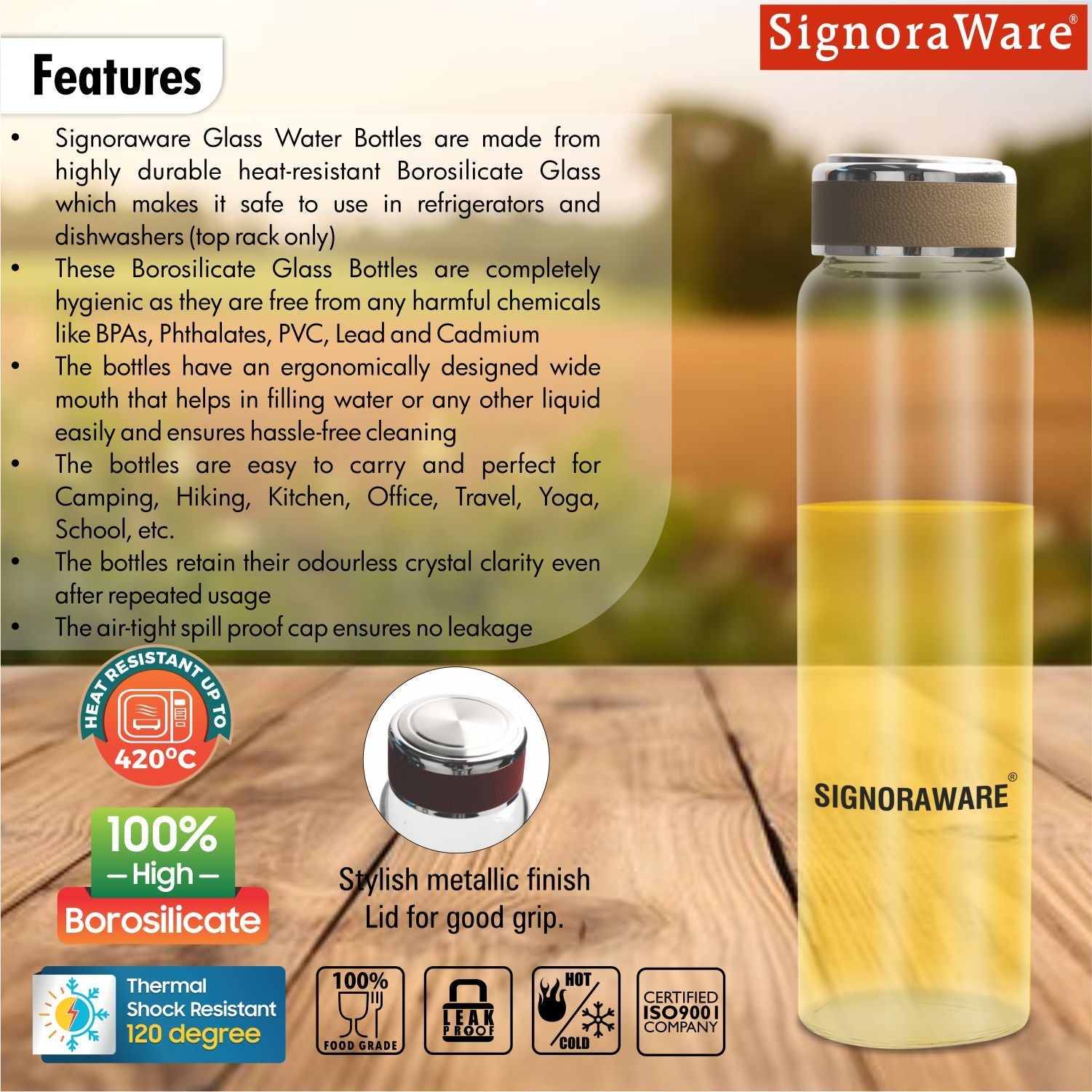 Dapper Borosilicate Glass Bottle 1000ml