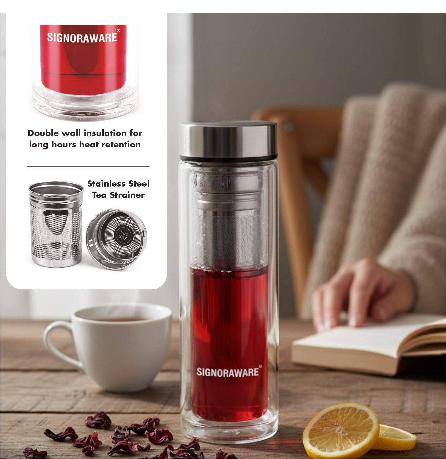 Duo Double Wall Glass Bottle 350ml