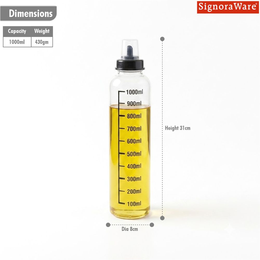 Even Flow Glass Oil Dispenser 1 Ltr.(Borosilicate Glass)