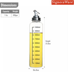 Eze Flow Glass Oil Dispenser 1 Ltr.(Borosilicate Glass)