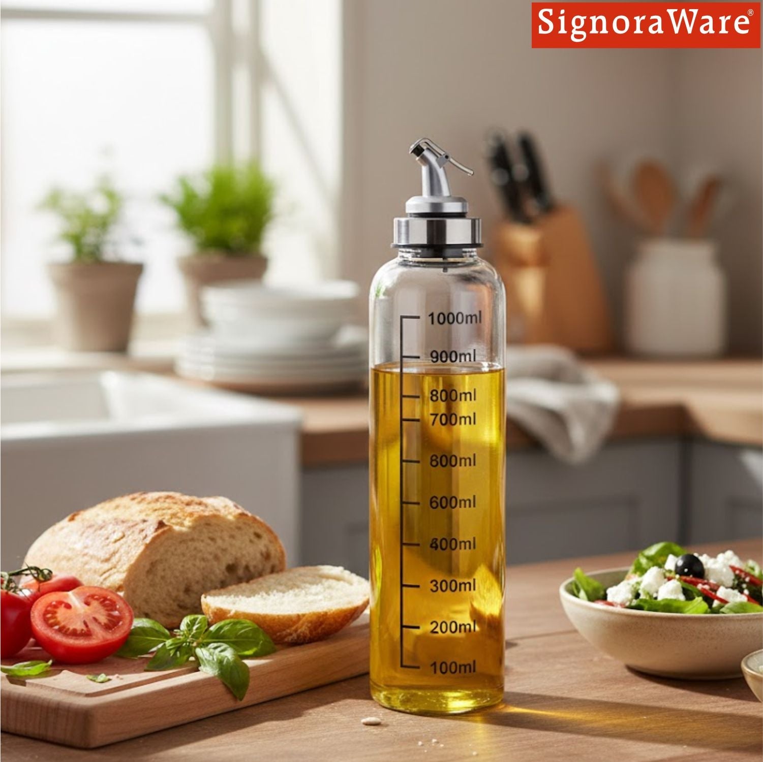 Eze Flow Glass Oil Dispenser 1 Ltr.(Borosilicate Glass)