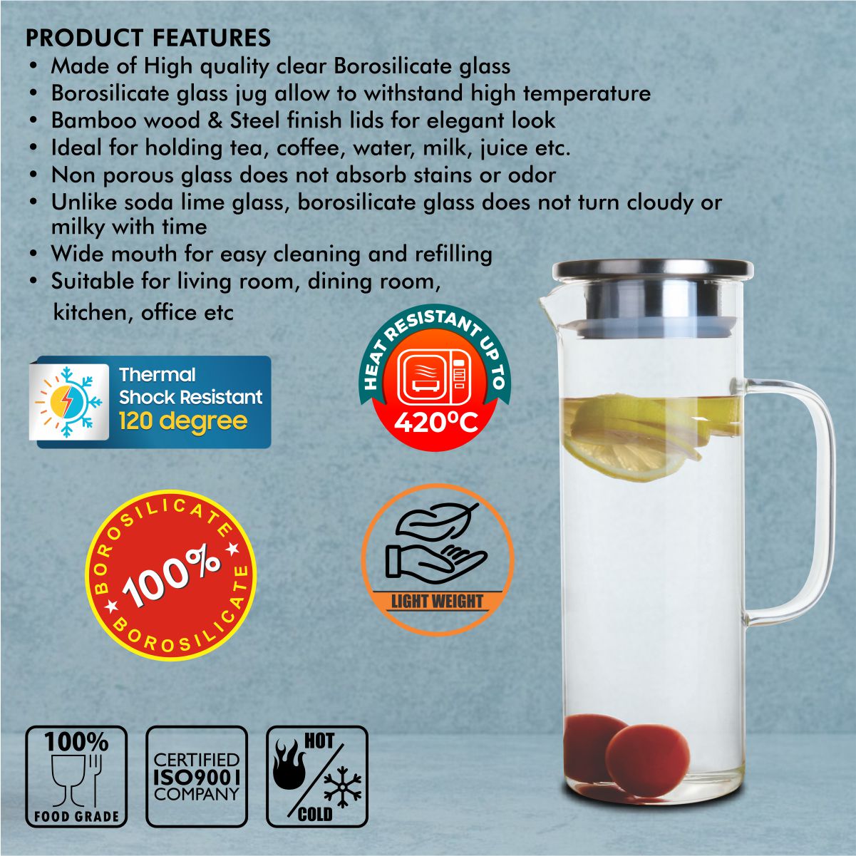Lifestyle Glass Jug, 1.5 Litre