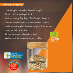 Glaze Borosilicate Jar with Bamboo Lid 150 ml