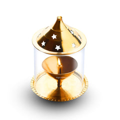 Akhand Diya Big Brass with Glass Cover