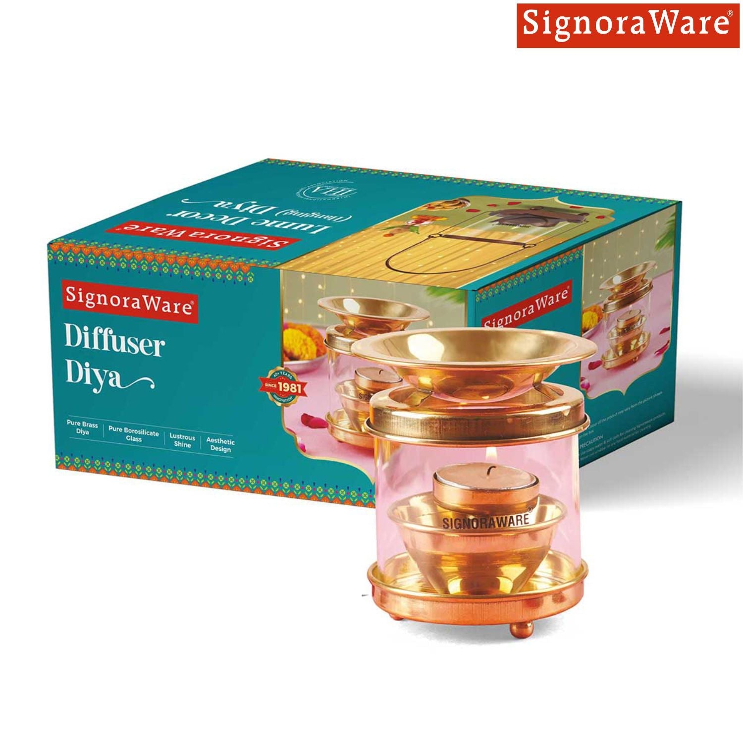Diffuser Diya Medium with Glass Cover