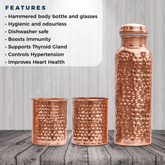 Hammered Bottle with 2 Glasses (Copper)