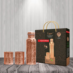 Hammered Bottle with 2 Glasses (Copper)