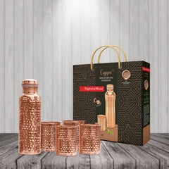 Hammered Bottle with 4 Glasses (Copper)