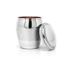 Aura Silver Touch Copper Glass 400ml With Lid