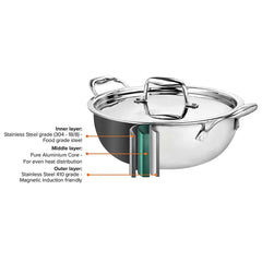Artista Tri-Ply Kadhai 28 cm. /  5000ml. with Lid