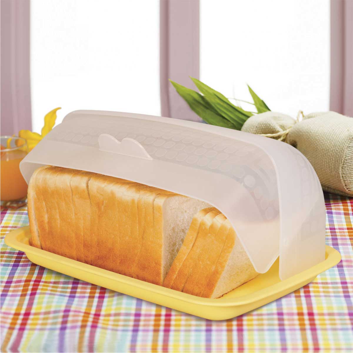 Bread Box / Bread Server | Dual Use Bread Holder/ Plastic Fruit Storage Container - 2 in 1 Bread Bin- Loaf Cake Keeper/Baked Goods -Keeps Bread Fresh