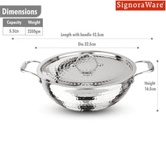 Artista Triply Shallow Kadhai (Hammered) 30cm with Lid