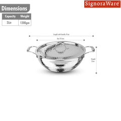 Artista Tri-Ply Deep Kadhai (Hammered) 20cm with Lid
