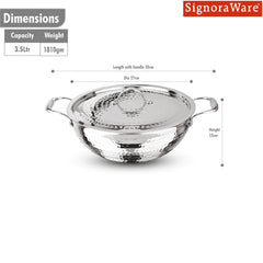 Artista Tri-Ply Deep Kadhai (Hammered) 24cm with Lid