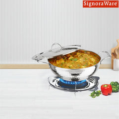 Artista Tri-Ply Deep Kadhai (Hammered) 26cm with Lid