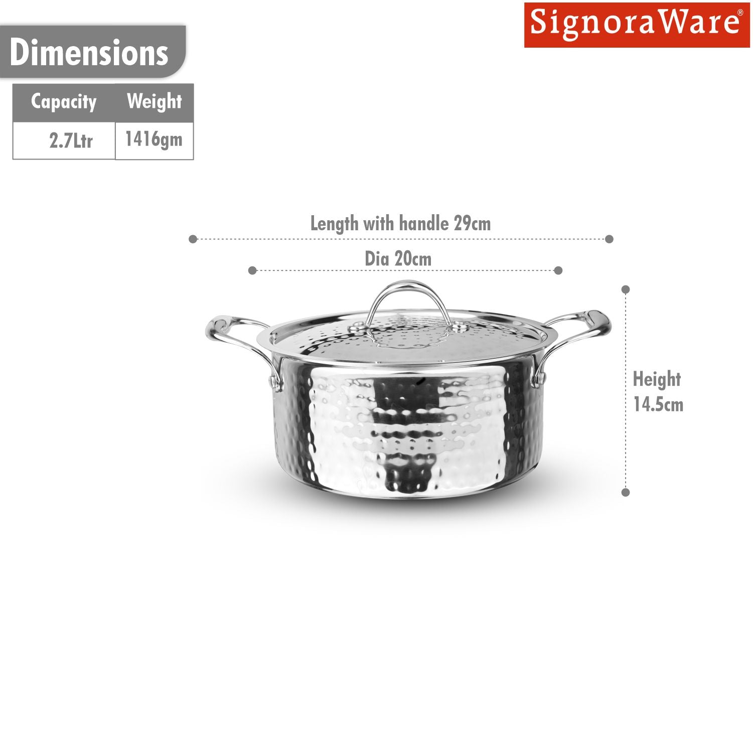 Artista Triply Stewpot (Hammered) with Lid 18cm