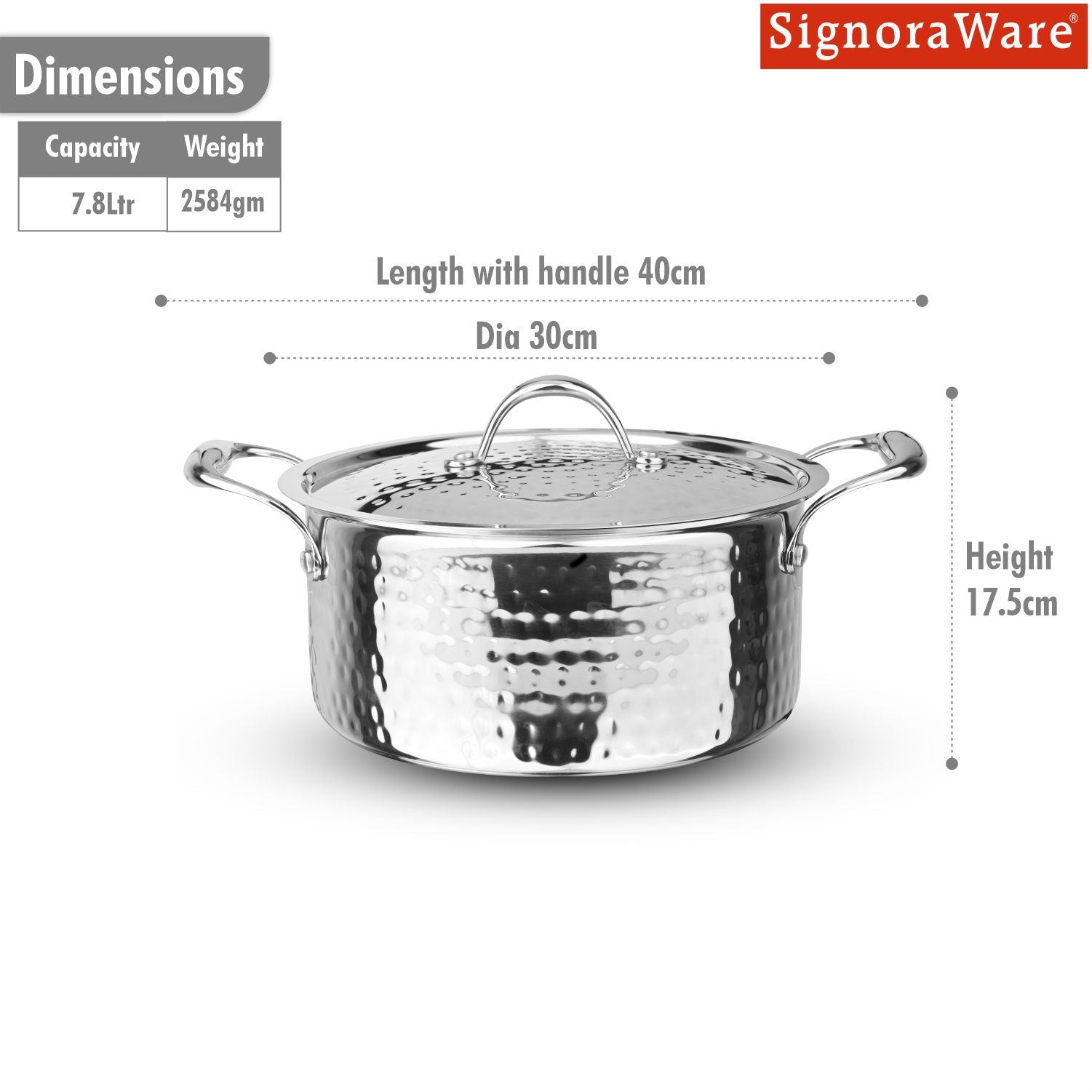 Artista Triply Stewpot (Hammered) with Lid 28cm