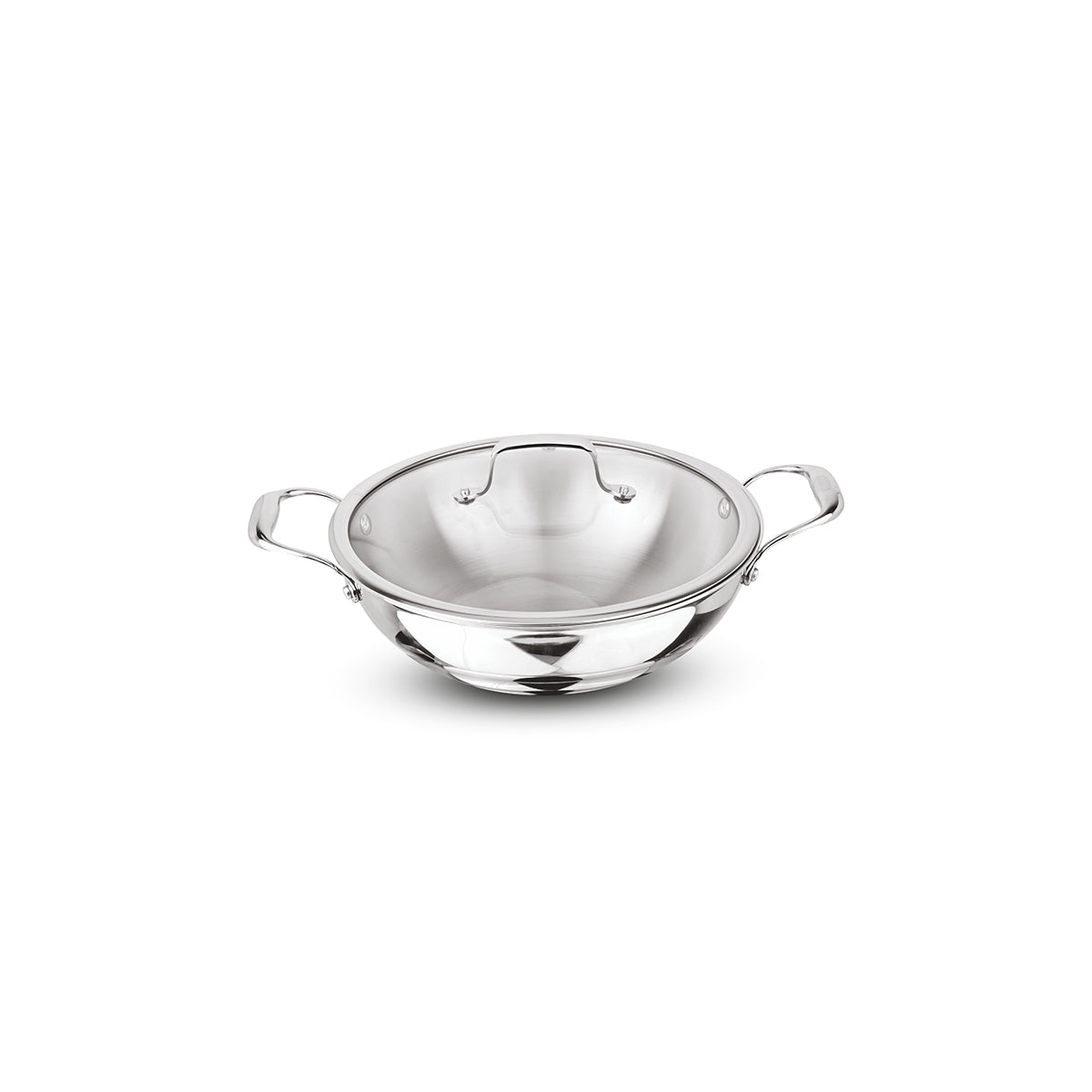 Artista Triply Shallow Kadhai with Glass Lid 18cm