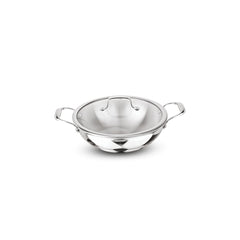 Artista Triply Shallow Kadhai with Glass Lid 18cm