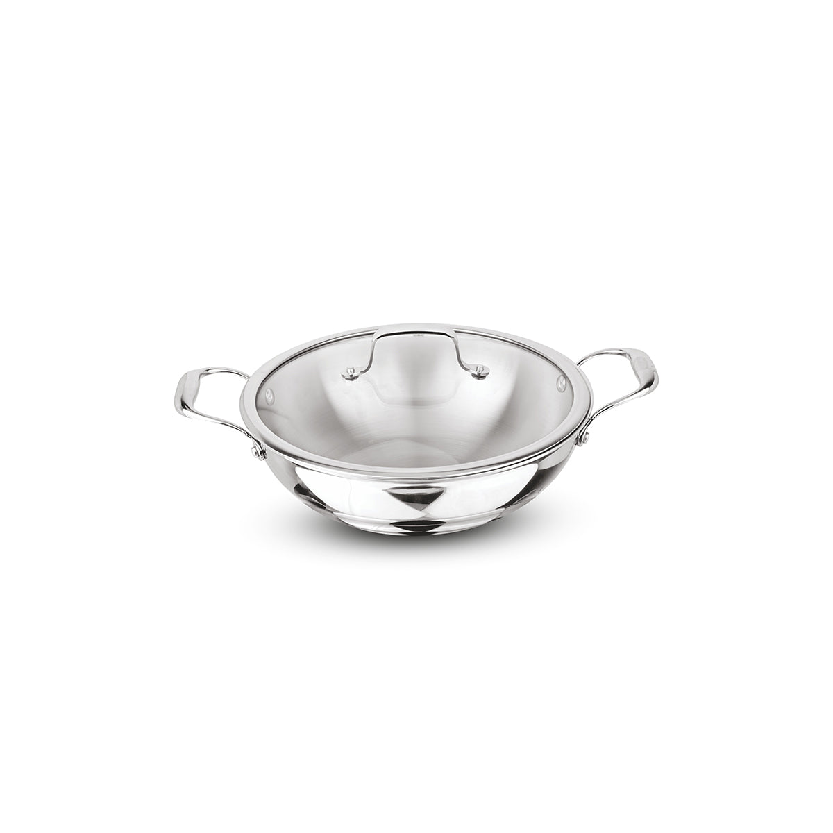 Artista Triply Shallow Kadhai with Glass Lid 20cm
