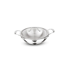 Artista Triply Shallow Kadhai with Glass Lid 20cm