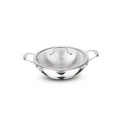 Artista Triply Shallow Kadhai with Glass Lid 22cm