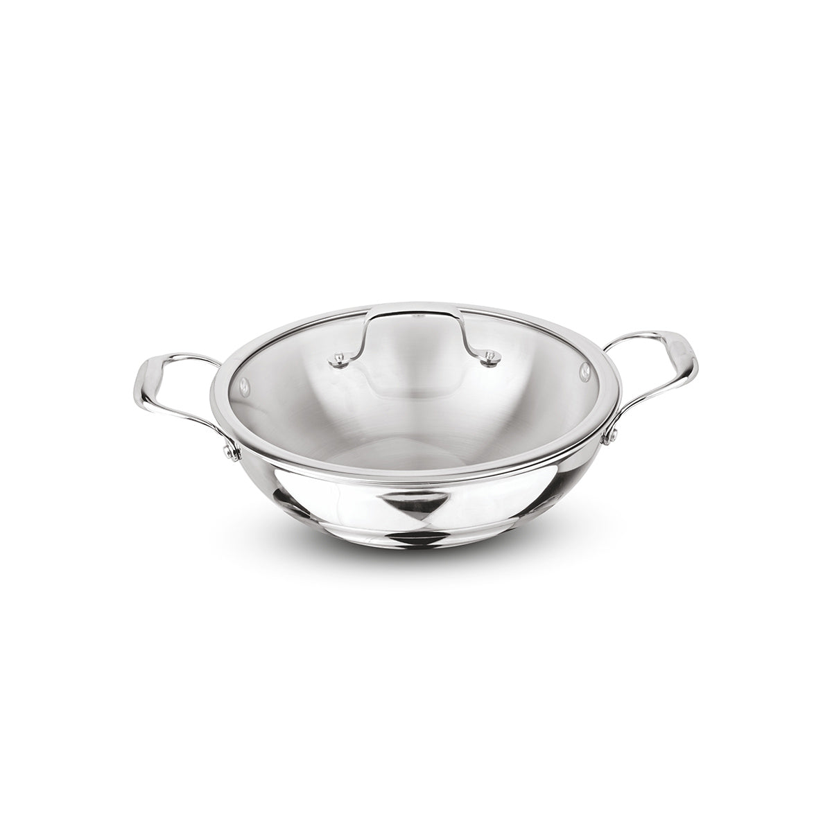 Artista Triply Shallow Kadhai with Glass Lid 24cm