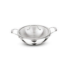 Artista Triply Shallow Kadhai with Glass Lid 24cm