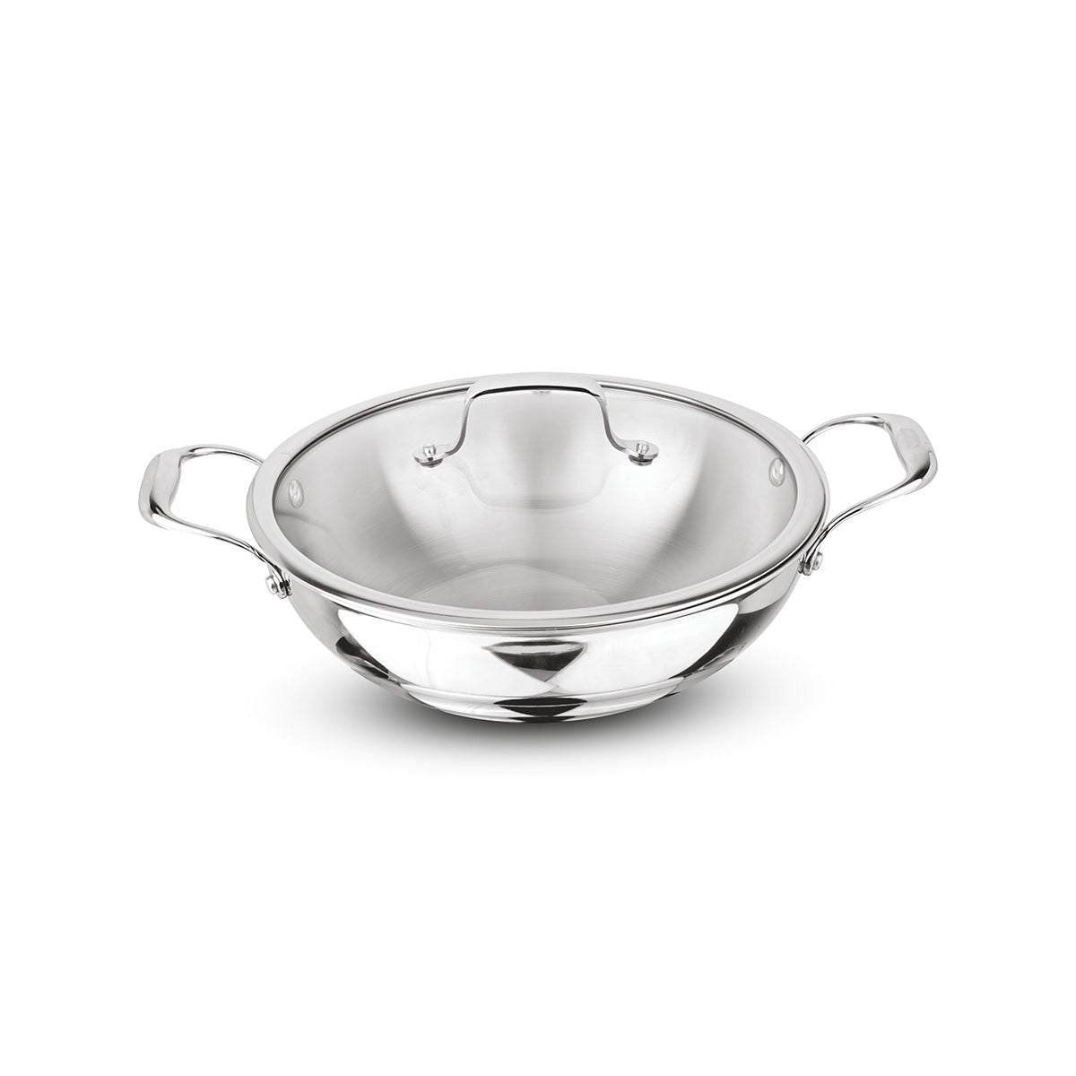 Artista Triply Shallow Kadhai with Glass Lid 26cm
