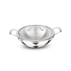 Artista Triply Shallow Kadhai with Glass Lid 26cm