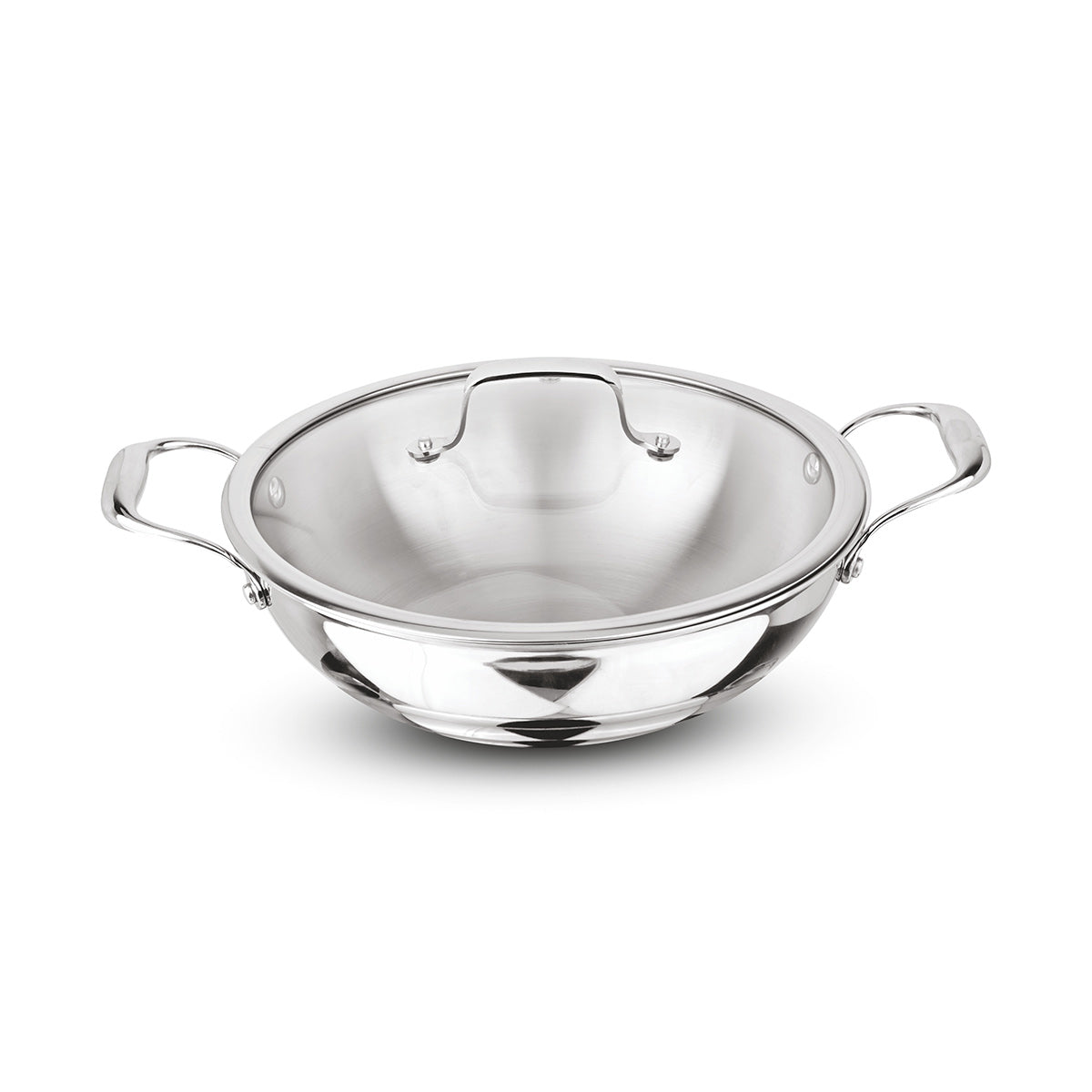 Artista Triply Shallow Kadhai with Glass Lid 28cm