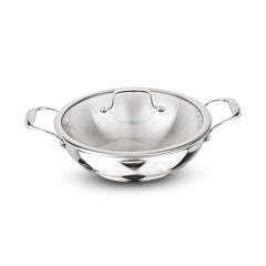 Artista Triply Shallow Kadhai with Glass Lid 28cm