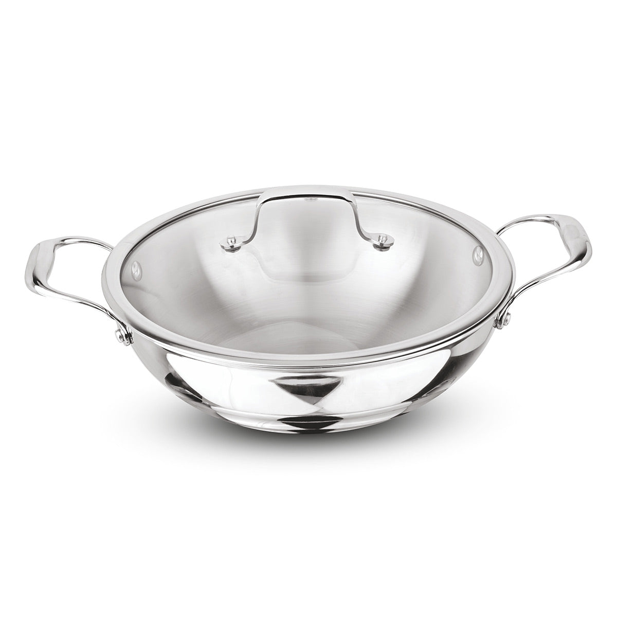 Artista Triply Shallow Kadhai with Glass Lid 30cm