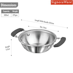 Artista Tri-Ply Mini Kadhai 12cm (500ml)