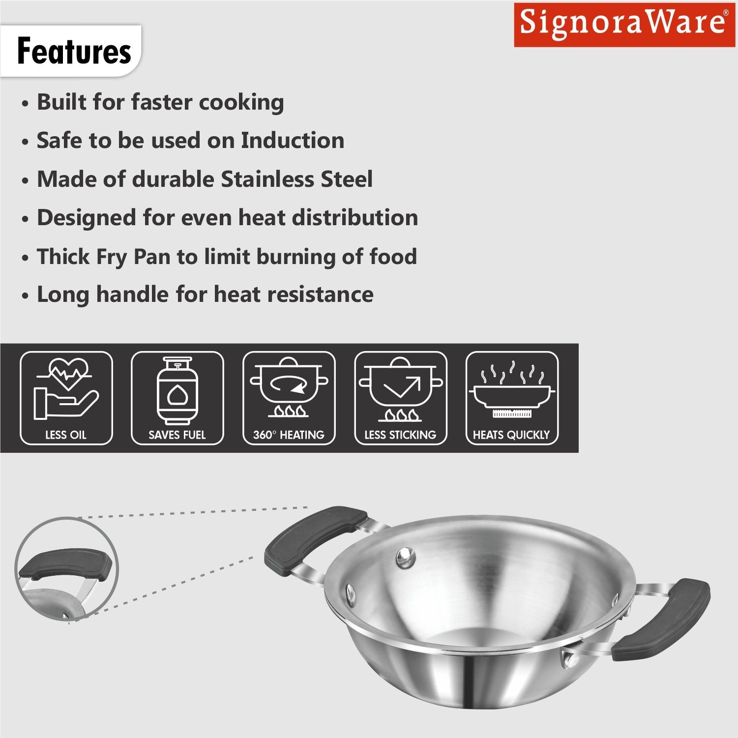 Artista Tri-Ply Mini Kadhai 12cm (500ml)