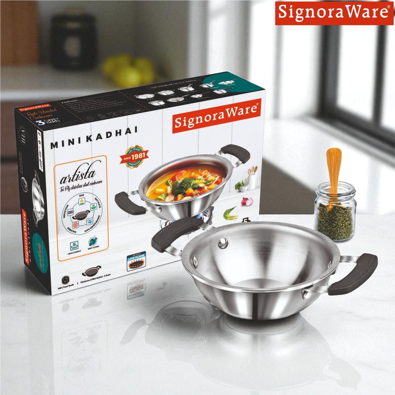 Artista Tri-Ply Mini Kadhai 12cm (500ml)