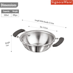 Artista Tri-Ply Mini Kadhai 13cm (530ml)