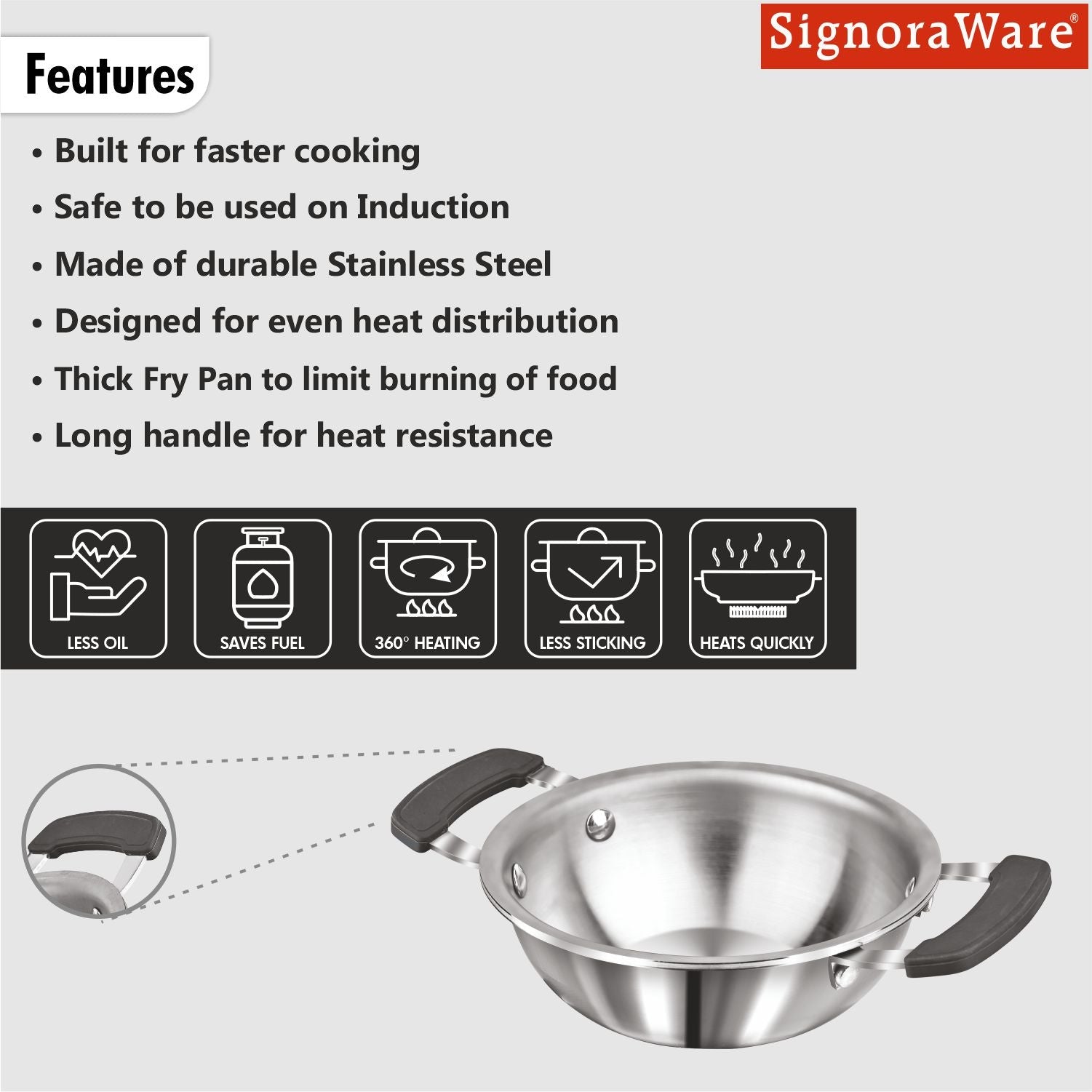 Artista Tri-Ply Mini Kadhai 13cm (530ml)
