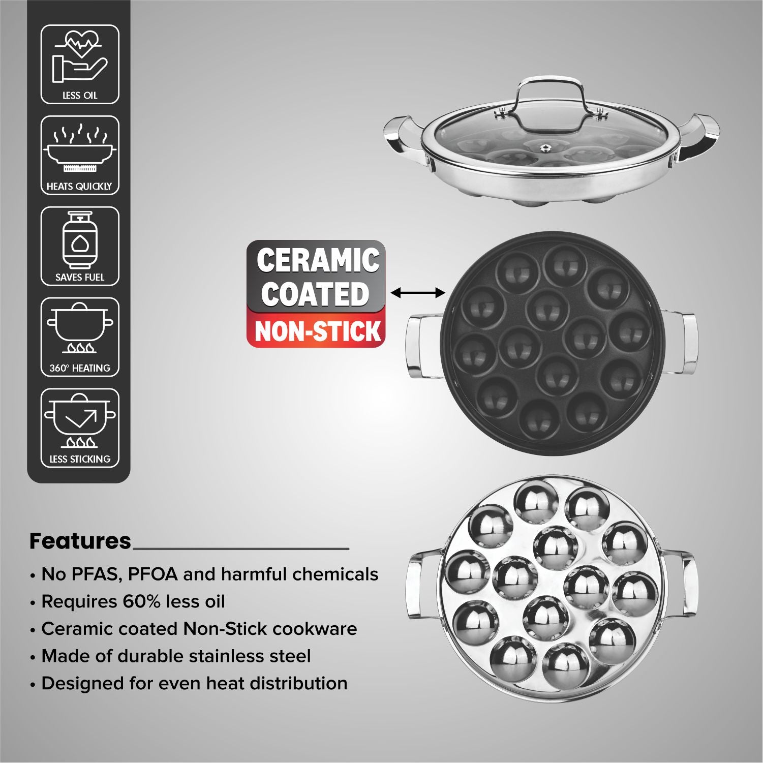 Artista Triply AppamMaker 14pc (Ceramic Coated)
